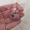 Rhodonite Pumpkin Pendant In Copper