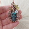 Labradorite Skull And Perdot Statement Pendant In Copper