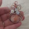 Peach Scolecite Pumpkin Pendant In Copper
