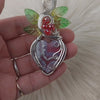 Red Aurora Plume Agate Doublet And Sterling silver Heart Pendant