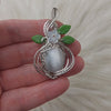 Cats Eye Glass And Sterling Silver Pendant