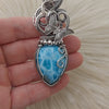 80ct AAA Turtle Back Larimar Statement Pendant In Sterling Silver