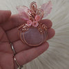 Rose Quartz Pumpkin Pendant In Copper