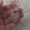 Rose Quartz Heart Pendant In Copper