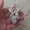 Brecciated Mookite Jasper And Sterling, Silver, and 14k Goldfilled Heart Pendant
