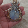 "Fairy Dreams" Moonstone Statement Pendant In Sterling Silver And 14k Goldfilled Wire