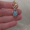 Carved Aurora Opal and Gold Filled Small Pendant