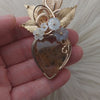 Artisan Cut Rutilated Quartz And 14k Goldfilled Heart Statement Pendant