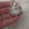 Peach Scolectie Pumpkin Statement Pendant In Sterling Silver And 14k Goldfill