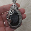 "Wolf Moon" Large Black Druzy Agate And Sterling Silver Statement Pendant