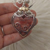 Artisan Cut Kona Dolomite Wire Wrapped Sterling Silver And 14k Goldfilled Heart Pendant