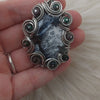 "Night Tide" Dendritic Opal, Smoked Ethiopian Opal, and Sterling Silver Statement Pendant