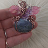 Purple Moss Agate Pumpkin Pendant In Copper
