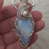 "Wondering Moon" Moonstone Statement Pendant In Sterling Silver And 14k Goldfilled Wire