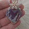 Red Aurora Plume Agate Doublet And Sterling Silver And 14k Goldfilled Heart Pendant