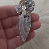 Lace Agate Sterling Silver and 14k Goldfilled Large Statement Pendant