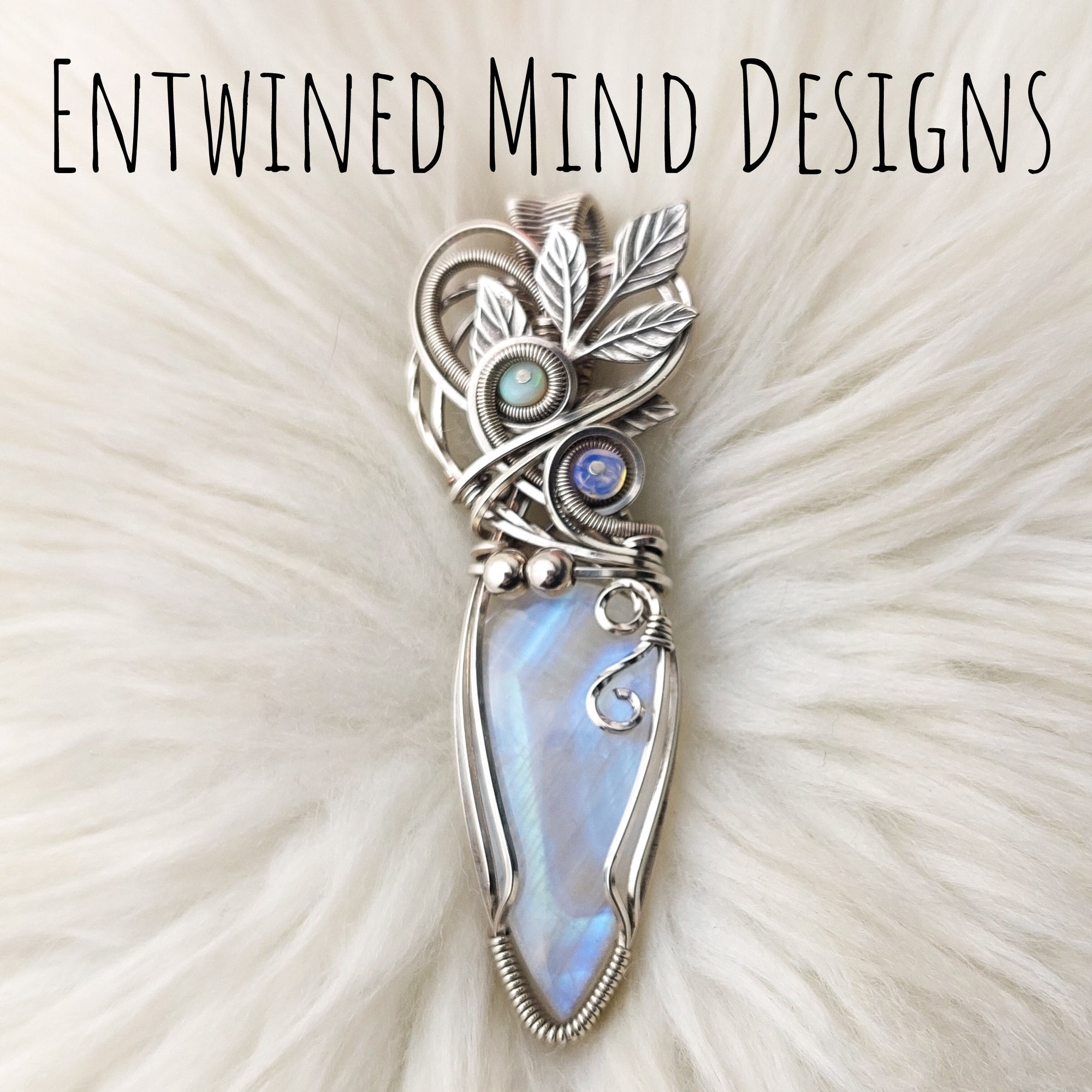 Moonstone and Opal Statement Pendant In Sterling Silver