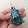 Labradorite And Owl Statement Pendant In Copper