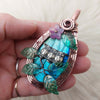 Labradorite And Owl Statement Pendant In Copper
