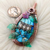Labradorite And Owl Statement Pendant In Copper